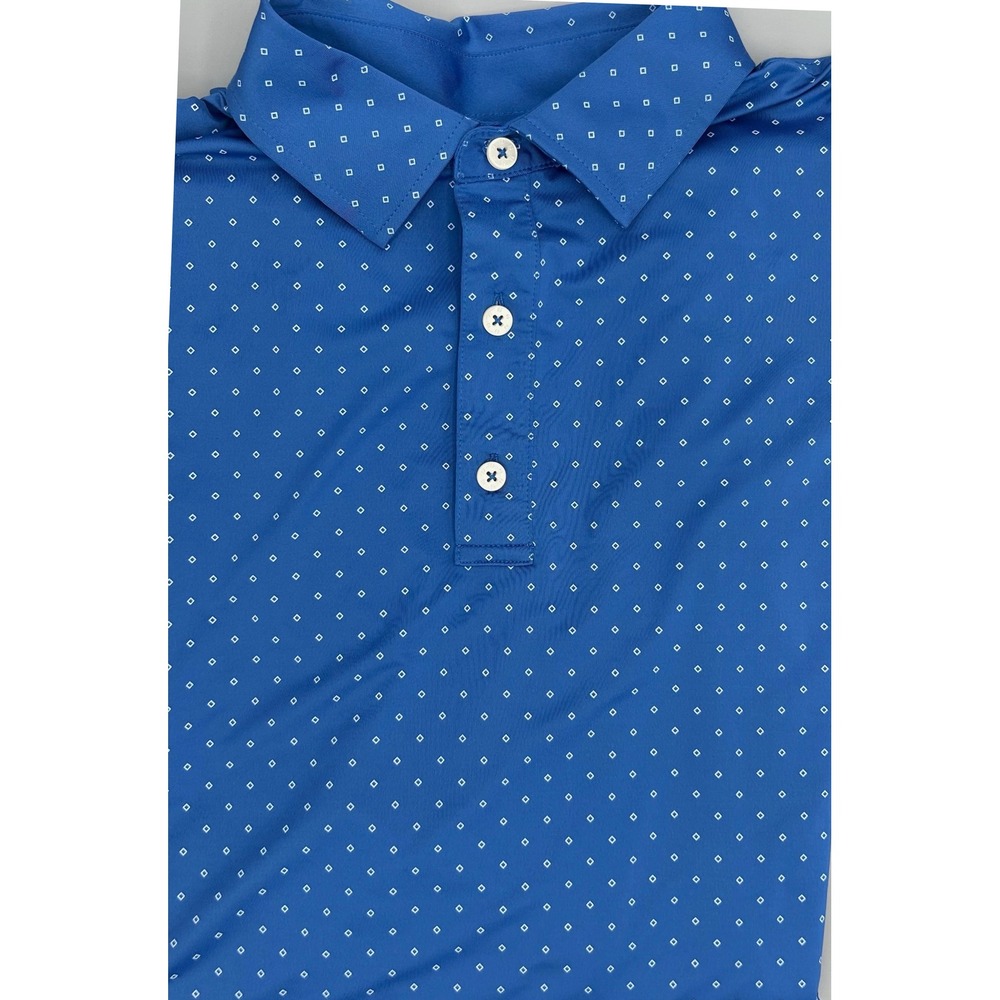 FootJoy Golf Polo Shirt Mens XL‎ Blue Diamond Print Bay Head Performance
